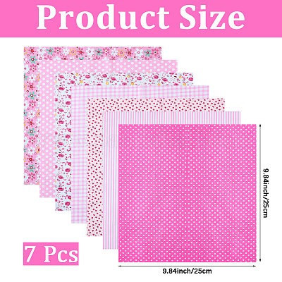 7Pcs Printed Cotton Fabric&nbsp;DIY-CY0002-16A-1