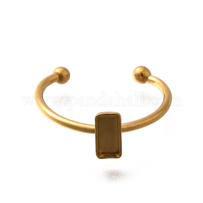 304 Stainless Steel Open Cuff Ring Components&nbsp;STAS-M057-01A-G-1