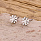 304 Stainless Steel Stud Earrings, Stainless Steel Color, Flower, 7mm