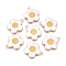 Alloy Enamel Pendants, Sunflower, White, 22x19.5x2.5mm, Hole: 1.8mm