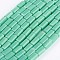 Opaque Glass Beads Strands, Faceted, Cuboid, Medium Turquoise, 6.5~7x3~3.5x3~3.5mm, Hole: 0.5mm, about 80pcs/strand, 20.6~22 inch(52.5~56cm)