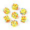 Handmade Lampwork Beads, Bumpy Cube, Yellow, 12.5~14.5x12.5~14.5x9.5~11.5mm, Hole: 1.2~1.8mm