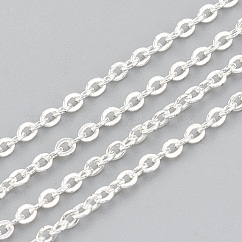 304 Stainless Steel Cable Chains, Soldered, with Spool, Flat Oval, Silver, 2x1.5x0.4mm, about 164.04 Feet/roll(50m/roll)