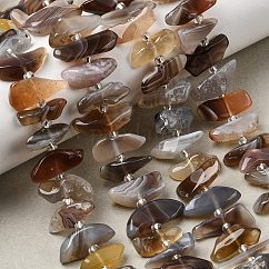 Natural Botswana Agate Beads Strands, Nuggets, with Seed Beads, 9~16x4~8x3~8mm, Hole: 0.9mm, about 47~55pcs/strand, 15.35~16.14''(39~41cm)