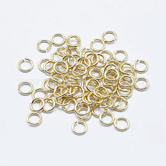 Brass Open Jump Rings, Round, Long-Lasting Plated, Nickel Free, Real 18K Gold Plated, 20 Gauge, 5x0.8mm, Inner Diameter: 3.4mm, about 870pcs/bag, about 50g/bag