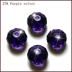 K9 Glass, Imitation Austrian Crystal Beads, Grade AAA, Faceted, Rondelle, Indigo, 10x7mm, Hole: 0.9~1mm