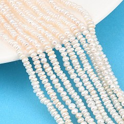 Natural Cultured Freshwater Pearl Beads Strands, Rondelle, Grade 3A, Beige, 3~3.5mm, Hole: 0.6mm, about 164~165pcs/strand, 14.57''(37cm)