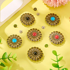 6Pcs 3 Colors Chrysanthemum Alloy with Resin Decorative Rivets&nbsp;BUTT-TA0001-30