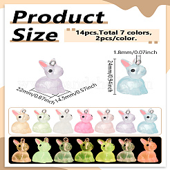 14Pcs Luminous Transparent Resin Pendants&nbsp;RESI-LP0001-41