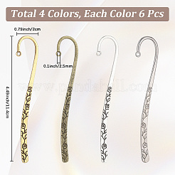 24Pcs 4 Styles Zinc Alloy Bookmark Findings&nbsp;FIND-PA0001-73
