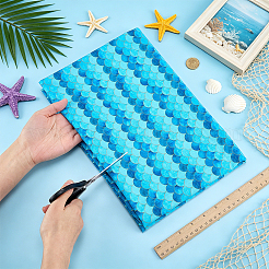 Cotton Fish Scale Pattern Fabric&nbsp;DIY-WH0750-430A