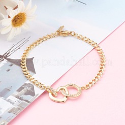 Brass Micro Pave Clear Cubic Zirconia Link Bracelets&nbsp;BJEW-JB06105-01