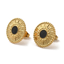 Ion Plating(IP) 304 Stainless Steel Flat Round Stud Earrings&nbsp;EJEW-C114-10B-G