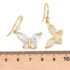 Brass Clear Cubic Zirconia Butterfly Dangle Earrings&nbsp;EJEW-A156-03G