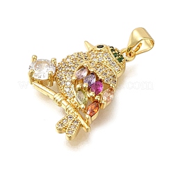 Rack Plating Brass Micro Pave Cubic Zirconia Robin Bird Pendants&nbsp;ZIRC-F142-10G