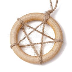 Ring with Star Wood Pendant Decoration&nbsp;HJEW-JM02200