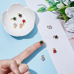 10Pcs 5 Colors Rack Plating Brass Micro Pave Cubic Zirconia Charms&nbsp;ZIRC-HY0001-05