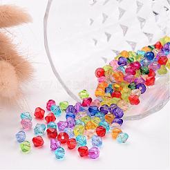 Mixed Color Chunky Dyed Transparent Acrylic Faceted Bicone Spacer Beads for Kids Jewelry&nbsp;X-DBB6mm