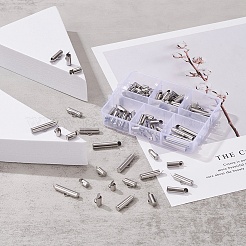 90Pcs 6 Style 304 Stainless Steel Slide On End Clasp Tubes&nbsp;STAS-YW0001-20