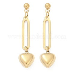 304 Stainless Steel Heart Dangle Stud Earrings&nbsp;EJEW-V004-01G