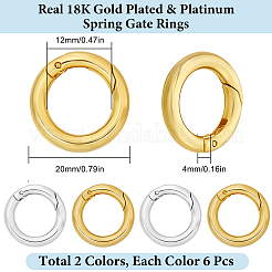 12Pcs 2 Colors Brass Spring Gate Rings&nbsp;KK-SC0008-03