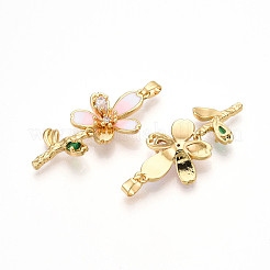 Brass Micro Pave Cubic Zirconia Pendants&nbsp;KK-N257-25G
