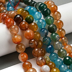 Faceted Natural Agate Beads Strands&nbsp;G-F447-12mm-F