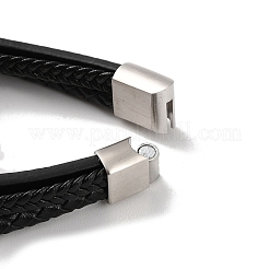 Men's Braided Black PU Leather Cord Multi-Strand Bracelets&nbsp;BJEW-K243-37AS