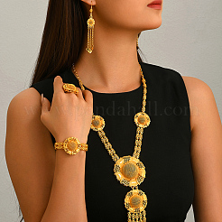 Alloy Hollow Round Bracelets & Earrings & Necklaces & Rings Sets for Women&nbsp;HW2952
