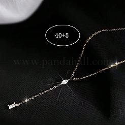 925 Sterling Silver Pave Clear Cubic Zirconia Teardrop with Rectangle Tassel Y Necklaces for Women&nbsp;FS-WGE0FA3-02
