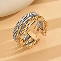 Two Tone Zinc Alloy 3-Strand Cuff Bangles&nbsp;WG02E92-01