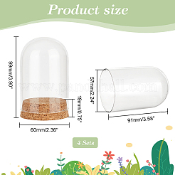 4 Sets Transparent Glass Dome Jar Cloche Display Cases&nbsp;AJEW-PH0011-24B
