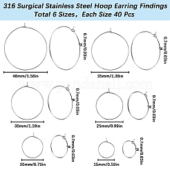 240Pcs 6 Size 316 Surgical Stainless Steel Wine Glass Charms Rings&nbsp;STAS-SC0007-25