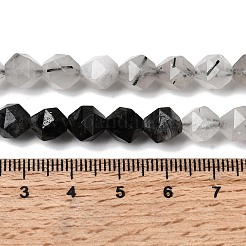 Natural Tourmalinated Quartz/Black Rutilated Quartz Beads Strands&nbsp;G-Z119-A15-02