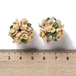 Luminous Polymer Clay Rhinestone Floral Ball Beads&nbsp;CLAY-U002-01A
