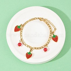 304 Stainless Steel Enamel Charm Bracelets for Women&nbsp;BJEW-G747-01G