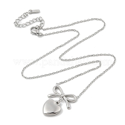 Anti-Tarnish 304 Stainless Steel Bowknot & Heart Pendant Cable Chain Necklaces for Women&nbsp;NJEW-F328-10P
