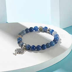 Natural Mixed Stone Round Beads Stretch Bracelet for Girl Women&nbsp;BJEW-JB06930