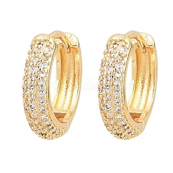 Brass Clear Cubic Zirconia Hoop Earrings&nbsp;EJEW-A156-08B-G