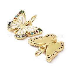 Rack Plating Brass with Cubic Zirconia Enamel Charms&nbsp;KK-B076-06G