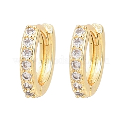 Brass Cubic Zirconia Hoop Earrings&nbsp;EJEW-A156-13A-G