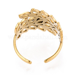 Leaf 304 Stainless Steel Cuff Ring Components&nbsp;STAS-T066-27G