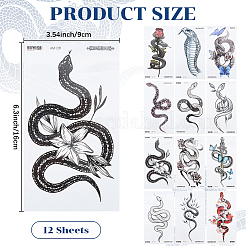Snake Water Proof Removable Temporary Tattoos Stickers&nbsp;AJEW-WH20048-49