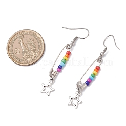 Chakra Glass Beads Dangle Earrings & Necklaces Sets&nbsp;SJEW-JS01364