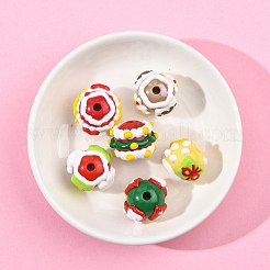 6Pcs 6 Styles Christmas Hand Painted Acrylic with Enamel Beads&nbsp;MACR-FS0002-42