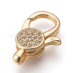 Brass Micro Pave Cubic Zirconia Lobster Claw Clasps&nbsp;KK-O106-28G