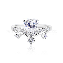 Rhodium Plated 925 Sterling Silver Micro Pave Cubic Zirconia Finger Rings for Women&nbsp;WG9CD14-03