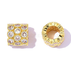 Flower Brass Clear Cubic Zirconia European Beads&nbsp;KK-OY001-05G