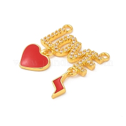 Brass Micro Pave Cubic Zirconia Acrylic Pendants&nbsp;KK-D291-11G