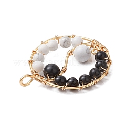Natural Obsidian & Howlite Pendants&nbsp;PALLOY-JF03026-01